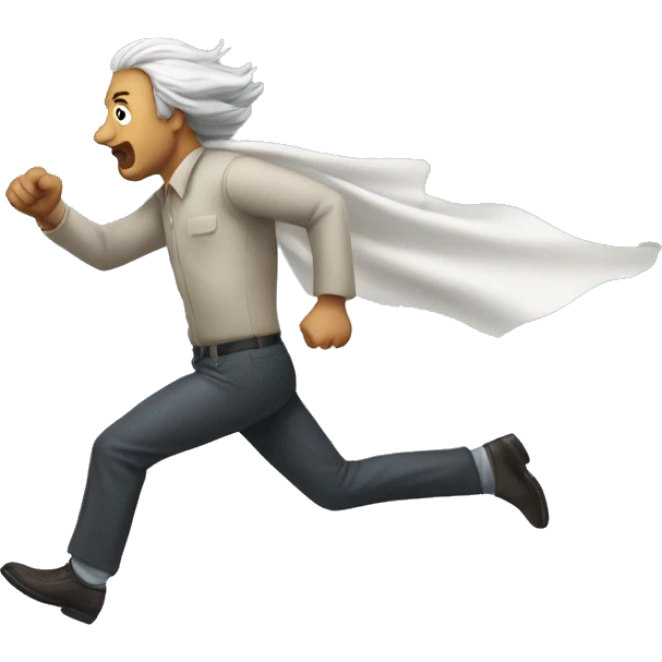 man chasing after wind emoji