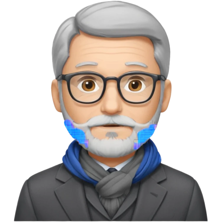 gray scarf male  beard hair with suit glasses emoji