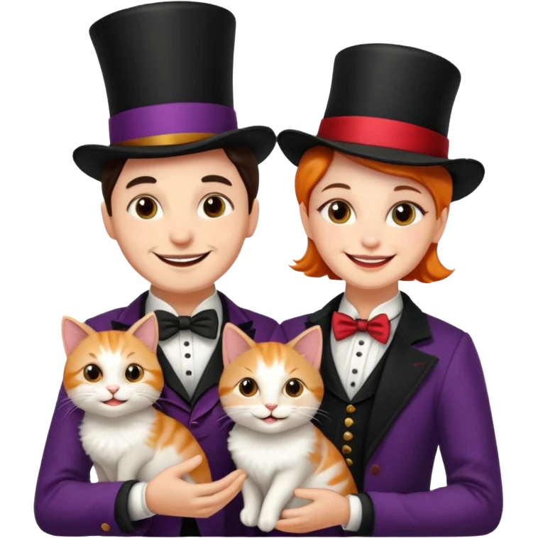 magician couple and their pet cat emoji
