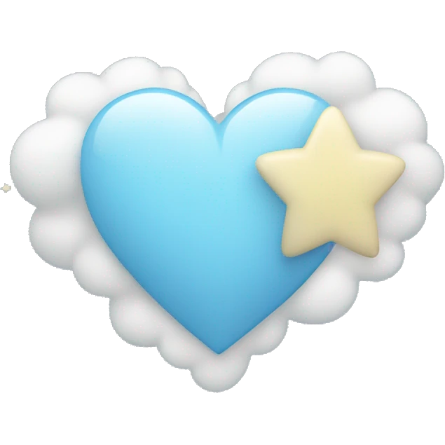 light blue heart with clouds and stars emoji