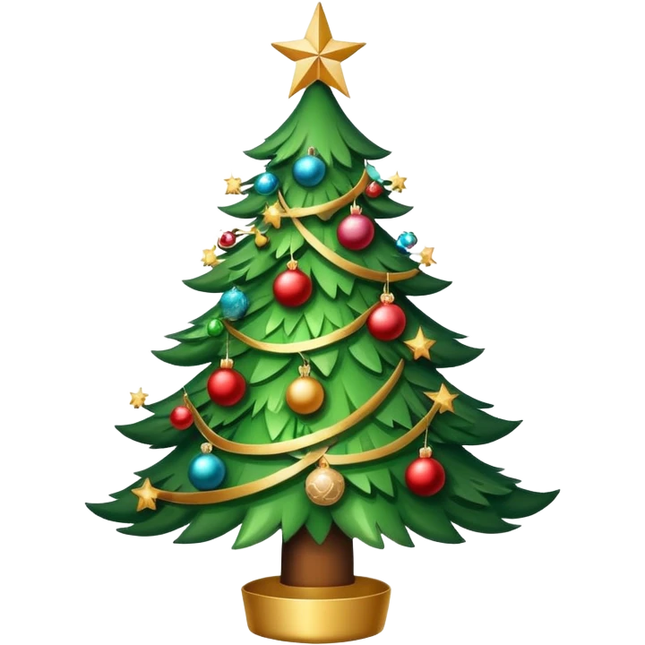 Christmas tree with ornaments and a star on top emoji