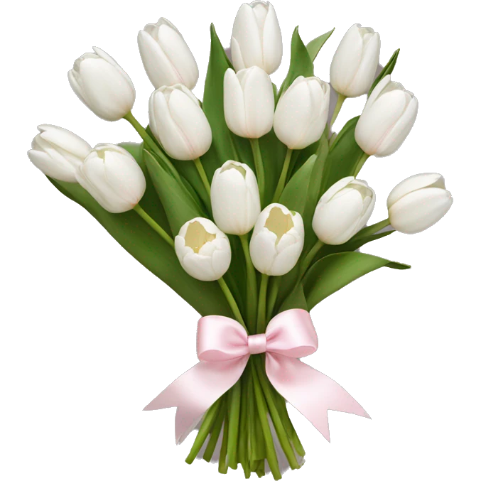 White tulips bouquet with light pink bow  emoji