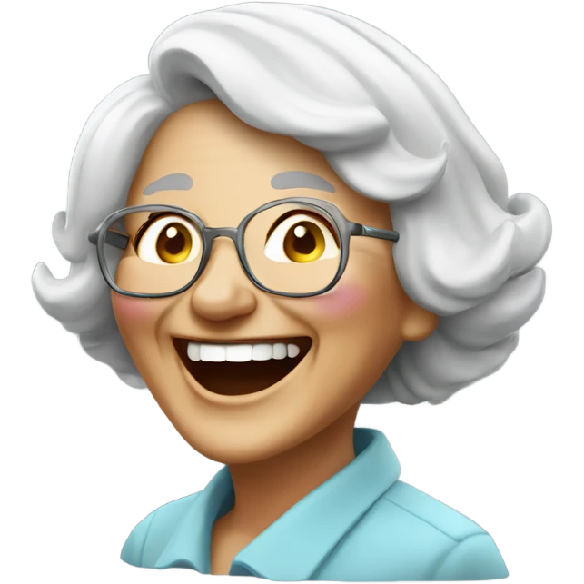 Create a 3d hyper realistic senior woman laughing  emoji