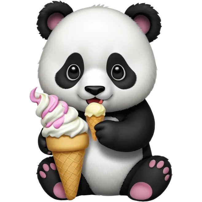 Un panda comiendo helado emoji