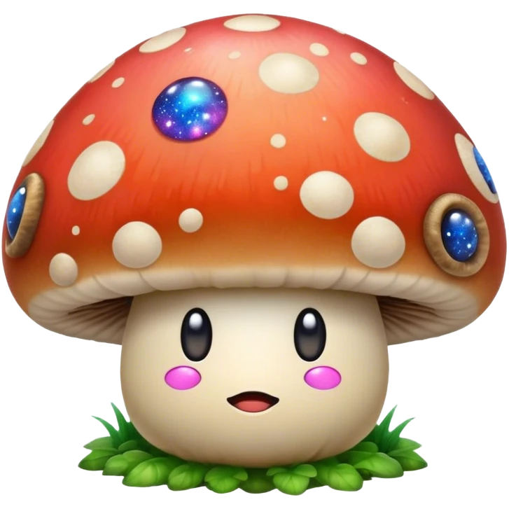 a mushroom with a face with a galaxy background emoji