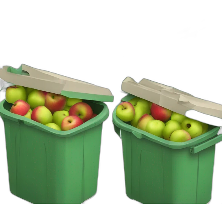A garbage bin with apples in it emoji