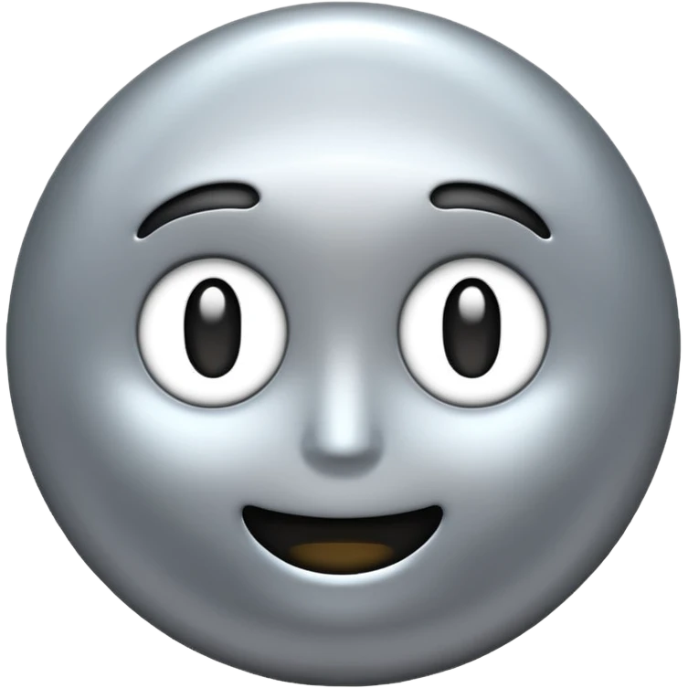 Silver chrome sparkle emoji, iOS emoji style, minimal shape, glossy metallic shine, clean background, smooth lighting emoji