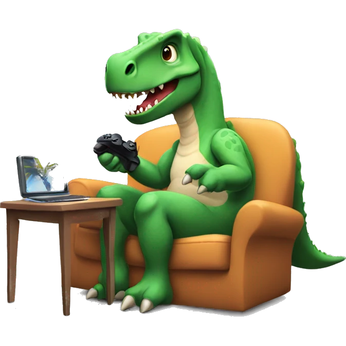 Dinosaur playing video games emoji