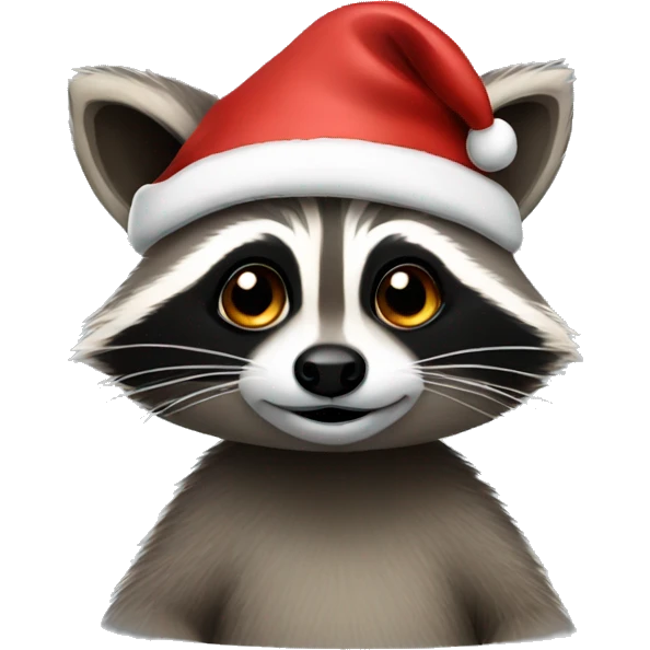 Raccoon wearing Santa hat emoji