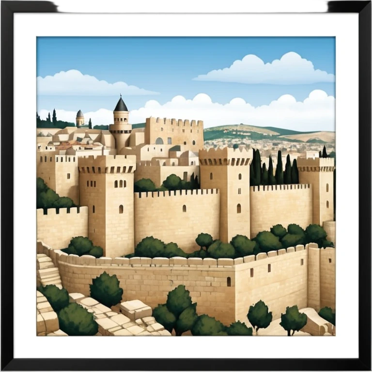 emoji highlighting the old city wall of Jerusalem with Jerusalem stone without borders on the emoji emoji