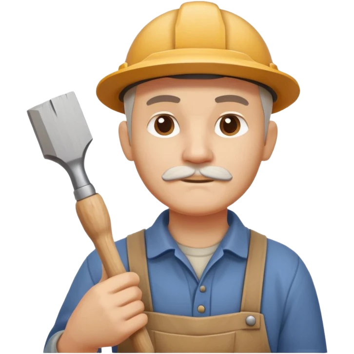 wood carving carpenter portrait, head and shoulders only, carving wooden figure with chisel, wood shavings visible, focused craftsman expression, artisan workshop vibe, 3D cartoon style, mobile game icon style, clean background, no text, no watermark
 emoji