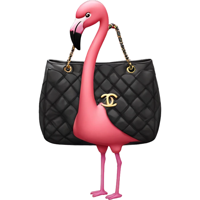 Flamingo wearing a chanel bag emoji
