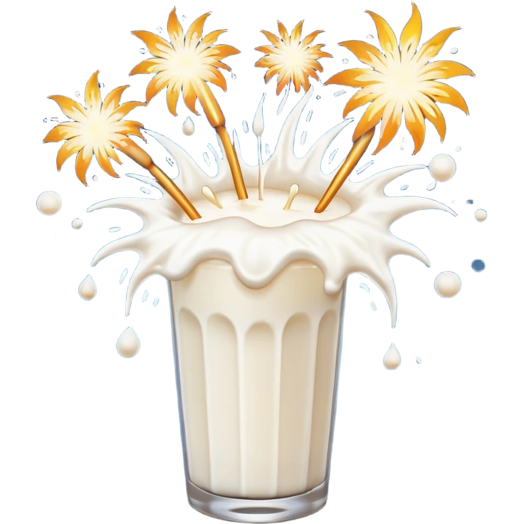 Fire works made of milk for the new year emoji