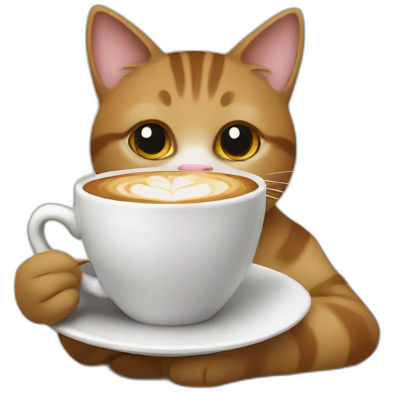 A cat holding a coffee emoji