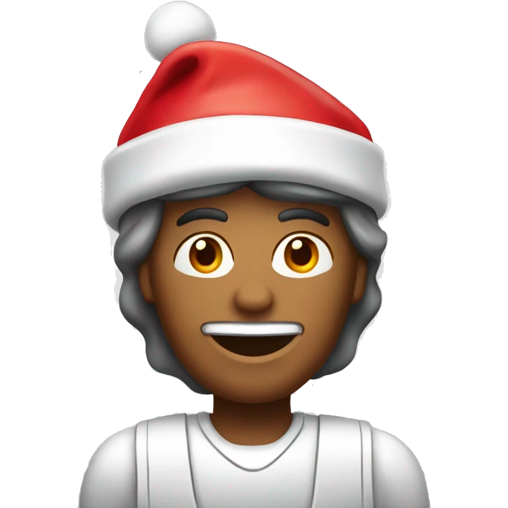 a mcdonalds worker with a christmas hat emoji