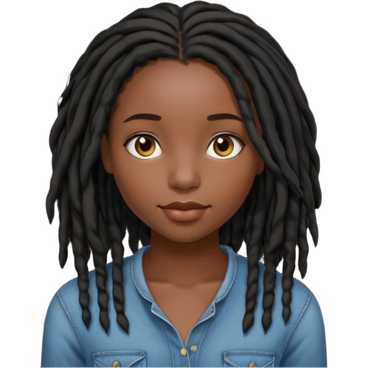 a pretty black girl with black shoulder lengh locs emoji