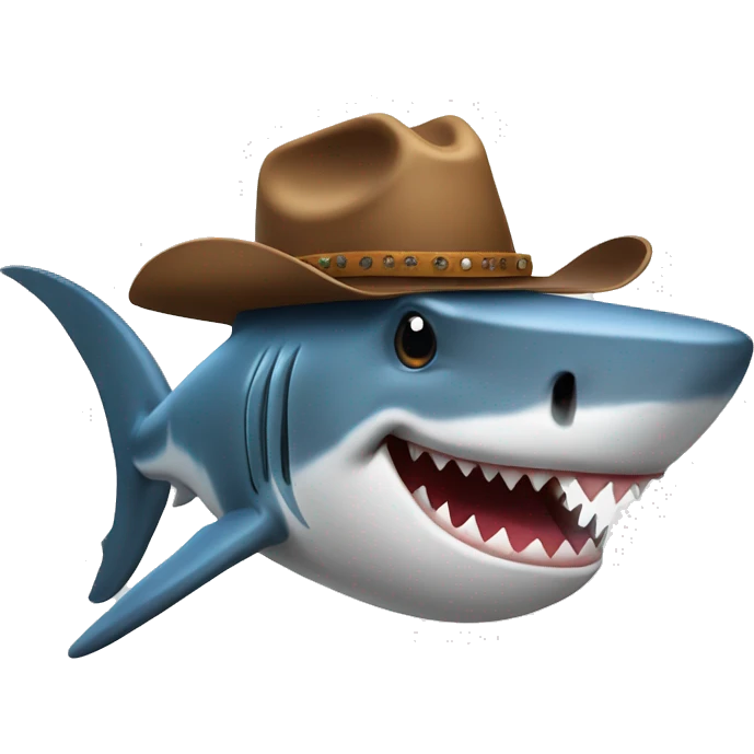 Shark with a cowboy hat emoji
