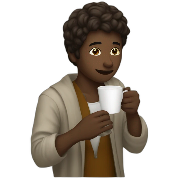 Young muslin men drinking coffee emoji