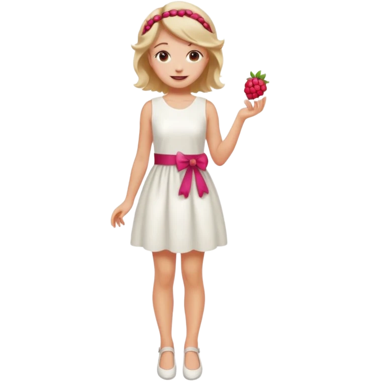 Raspberry torte human girl full body and legs with a raspberry barrette on her hair without a cake emoji