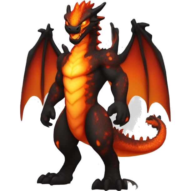  Full Body Legendary Cool Brown-Black-Red-Orange-gradient Magma-Lava-Volcano-Dragon emoji