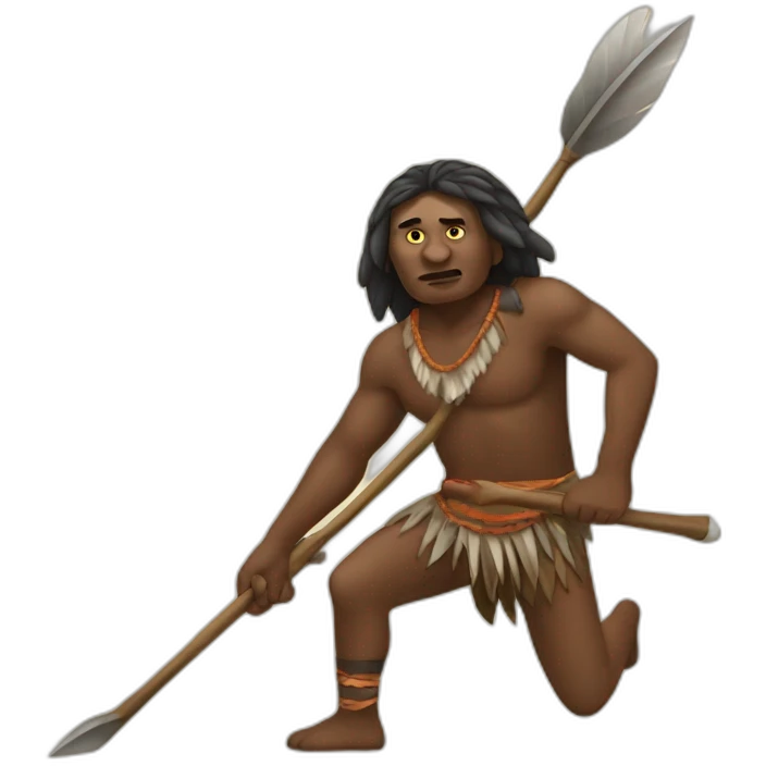 Aborigine with spear hunting emoji