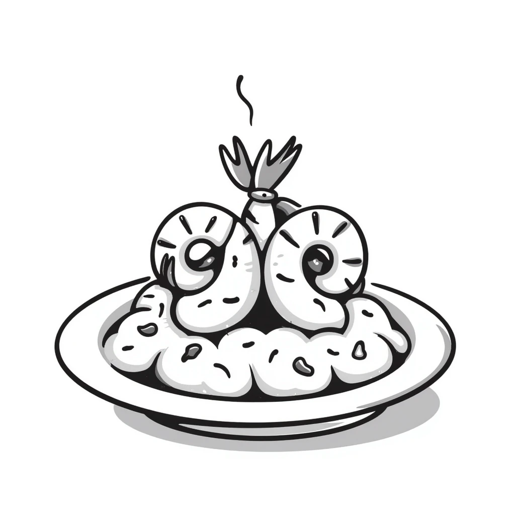 A plate of delicious seafood rice with prawns emoji