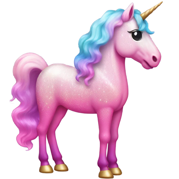 Pink rainbow ombre full body majestic unicorn with glitter  emoji