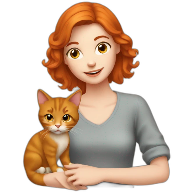 Fille rousse avec un chat emoji