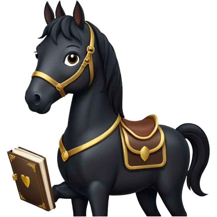 black horse with book emoji