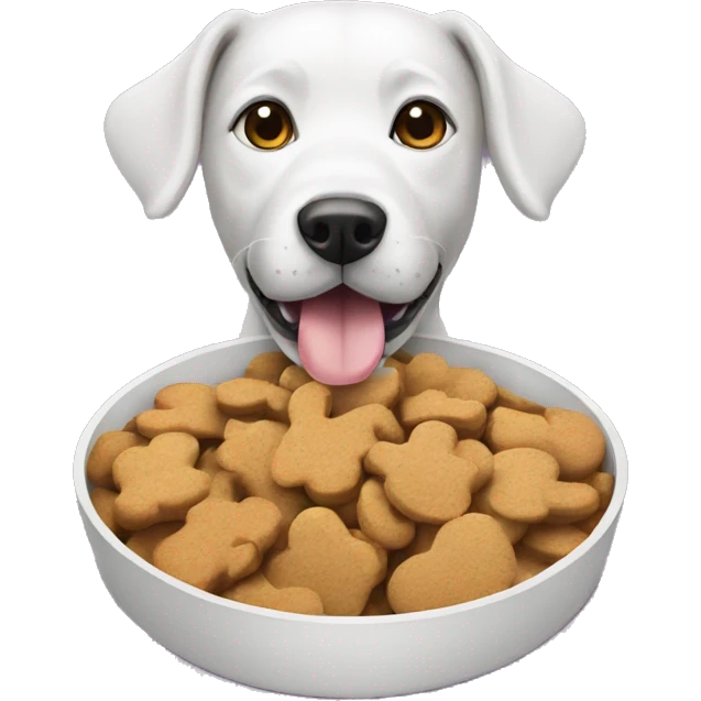 dog with treats in dog bowl emoji