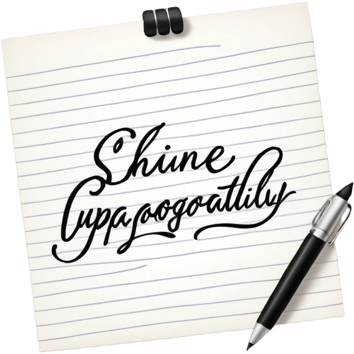 handwritten note "shine unapologetically" elegant style emoji