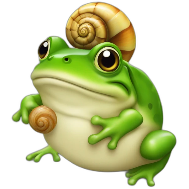 Grenouille avec un escargot sur la tête  emoji