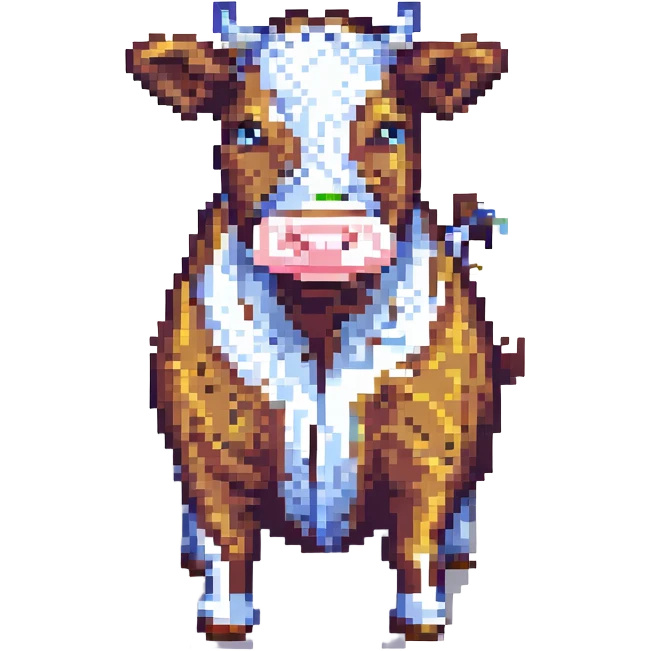 cartoon cow pixel art style emoji