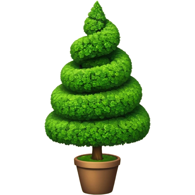 spiral topiary tree emoji, green spiral shaped bush, garden art tree, cute emoji style, emoji