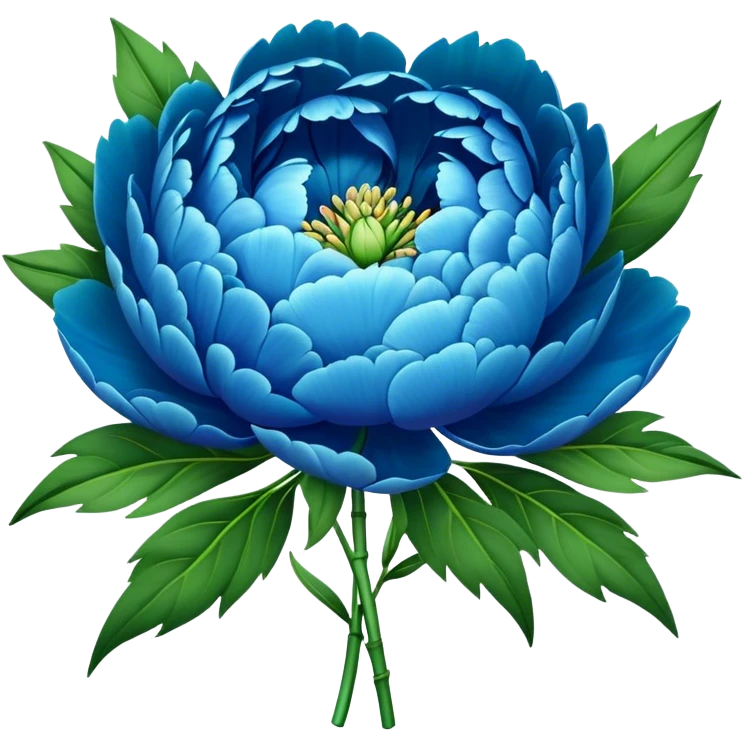 big bouquet blue Peony, luxuriant, stem, leaf emoji