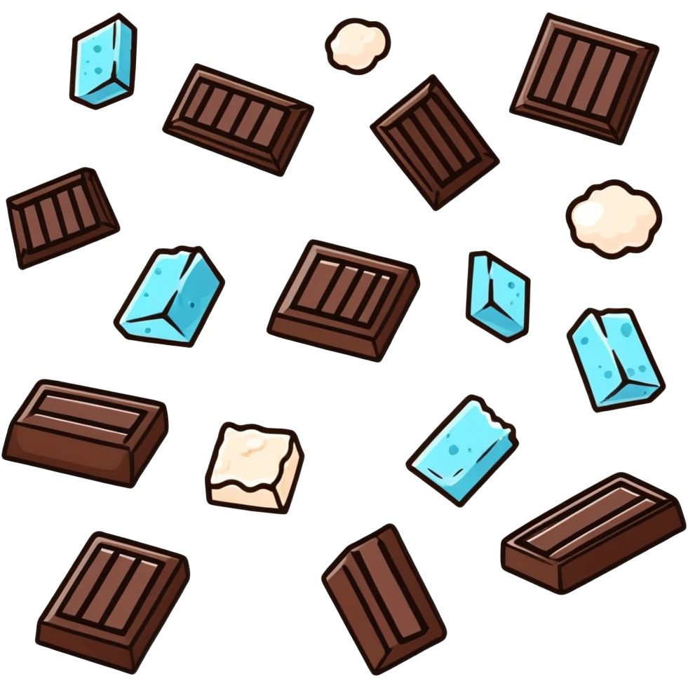 A piece of dark chocolate with sea salt crystals sprinkled on top emoji