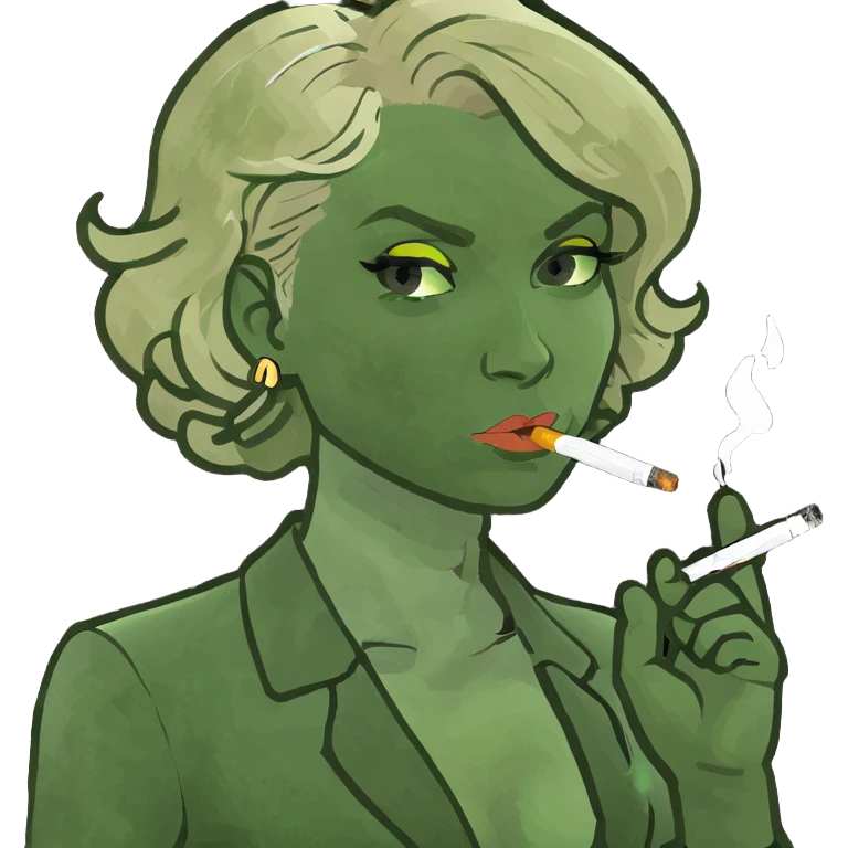 Mom with blonde hair smoking emoji