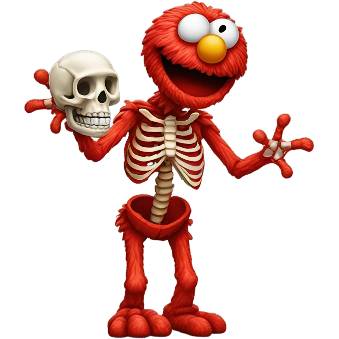 Photorealistic Elmo with a skeleton emoji