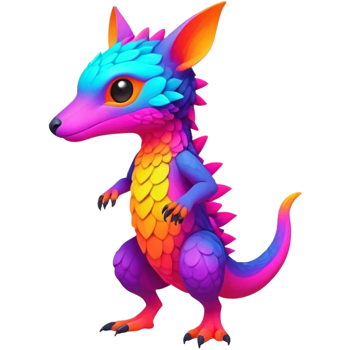 lush warm-colored modern colorful neon-colored Fakémon-Trico-creature (full body) emoji