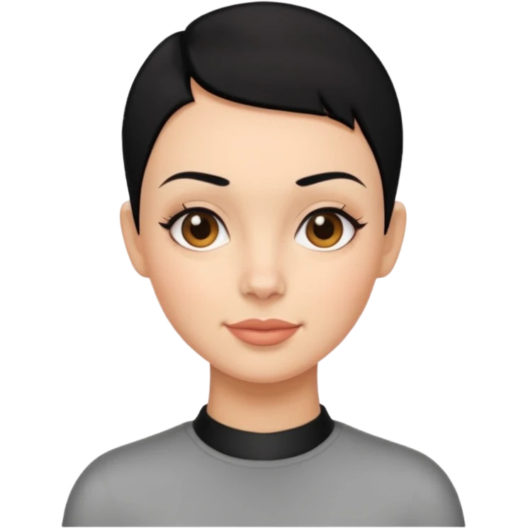 Lady buzz cut black hair has a dimple on right side emoji