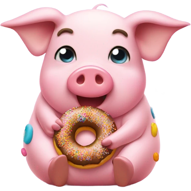 Pig eating donuts  emoji