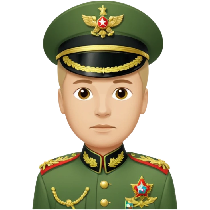 Generate a photorealistic Russian general in a green general's uniform. maximum quality and realism emoji