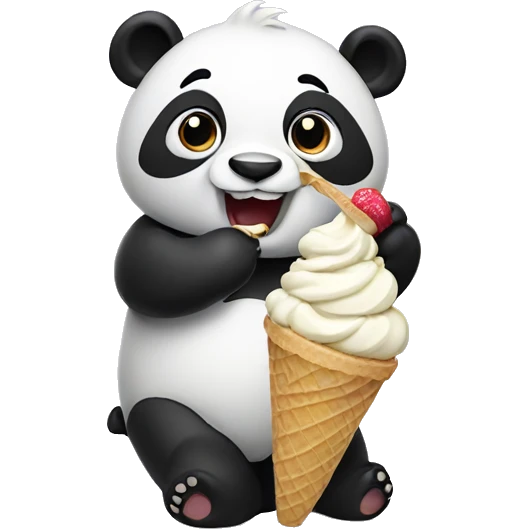 Panda eating ice cream emoji