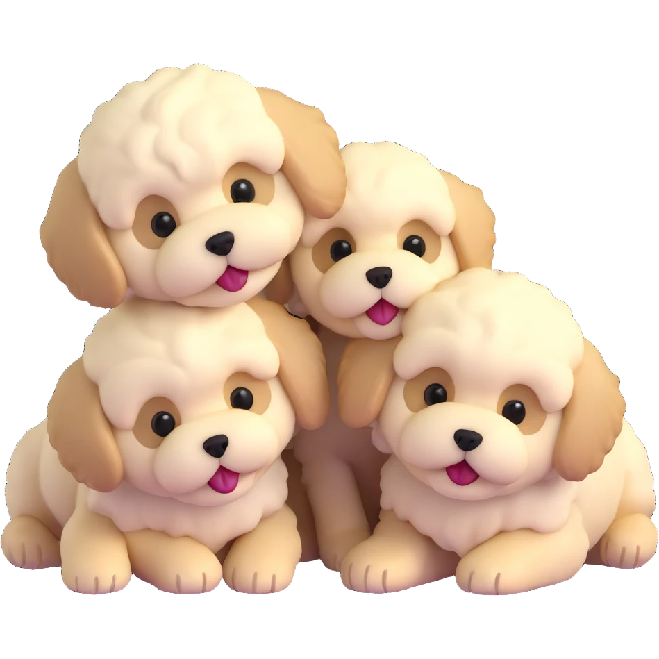 two fluffy maltipoo puppies playing together emoji