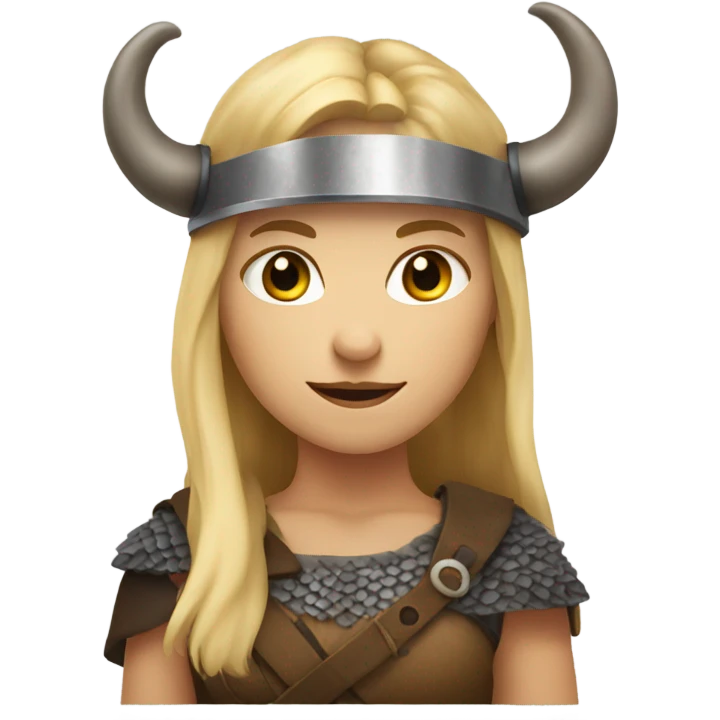 Girl Viking blonde hair helmet with horns emoji