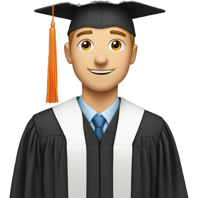 White guy graduation with orange line emoji