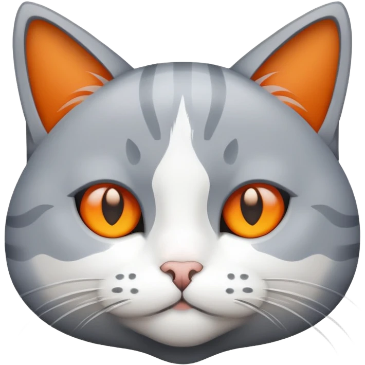 گربه خاکستری و نارجی و سفید emoji