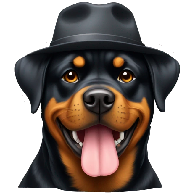 Rottweiler wearing hat emoji