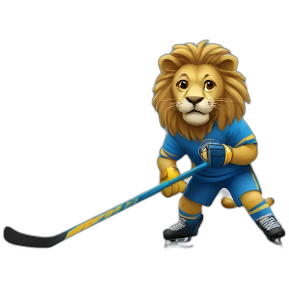 Lion playing ball hockey emoji