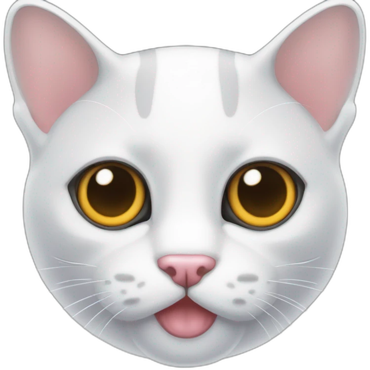 gato blanco con los ojos medio cerrados tomando foto a la cámara emoji